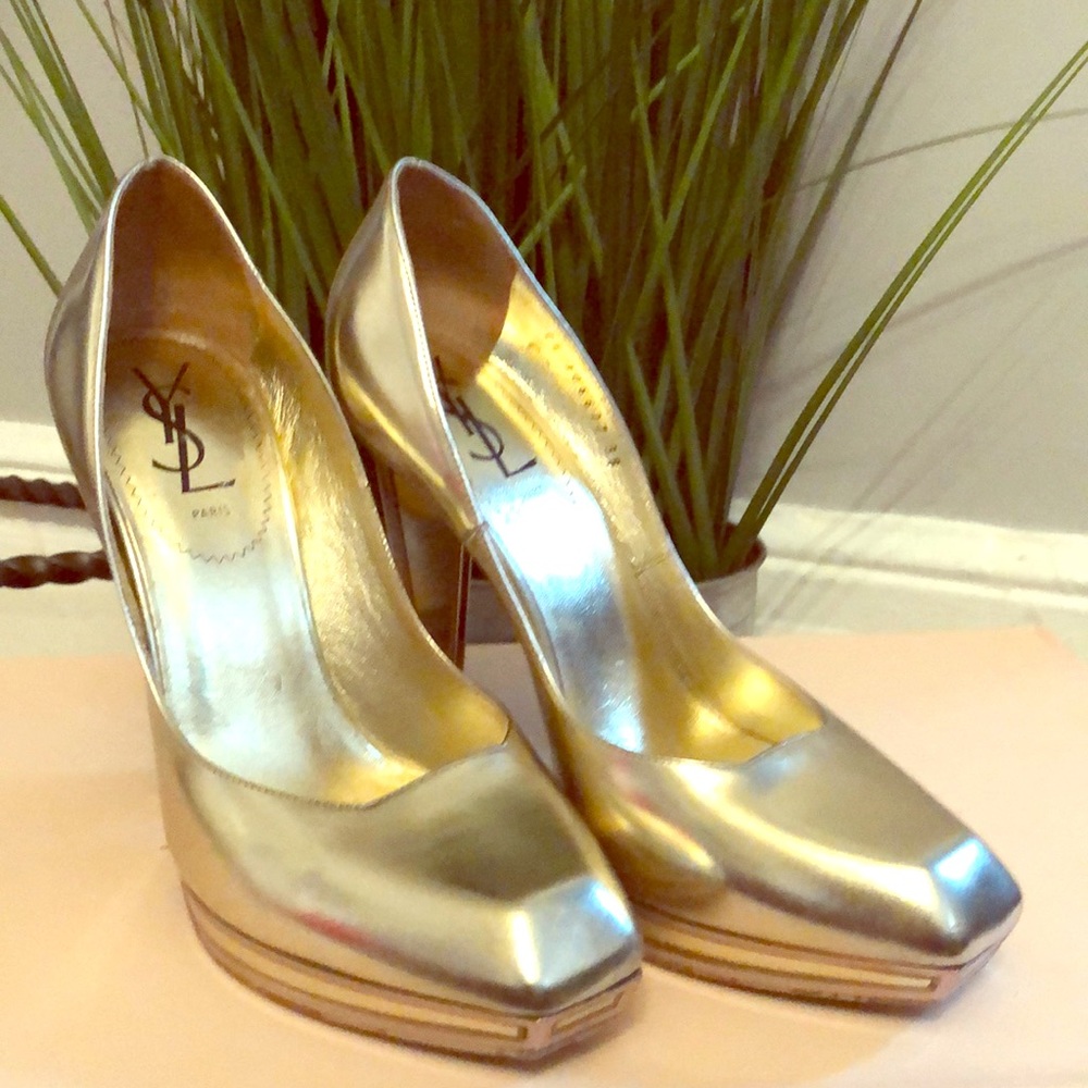 YSL Gold Pumps